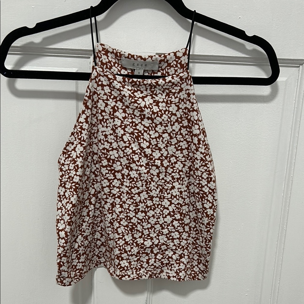 Floral Brown and White Women's Top